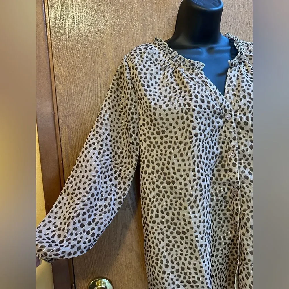 Emily Daniels women’s blouse - brown & tan spots - size large